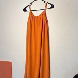 Elegant Orange Sleeveless Dress